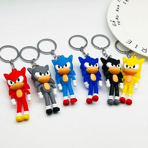 Toptan 3D PVC anahtarlık yaratıcı karikatür anahtarlık süper Sonic kirpi yumuşak kauçuk anahtarlık oyuncaklar - Product Image 3