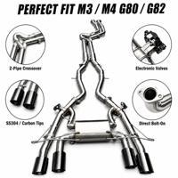 Système d'échappement à valve croisée Z-Pipe, deux modes sonores, pour BMW M3 G80 M4 G82, embouts d'échappement quadruples, poli miroir