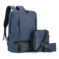 Sac à dos pour homme Ensemble de trois pièces Sac pour ordinateur tendance pour voyage d'affaires Sac à dos décontracté pour lycéens