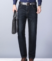 Jean extensible de haute qualité pour hommes, pantalon en Denim noir et bleu à jambe droite pour hommes, printemps et automne