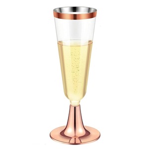 Copas de Champán de Plástico Texturizado Dorado Irrompibles, Copas de Vino Desechables Desmontables para Brindis en Bodas y Fiestas - Product Image 5