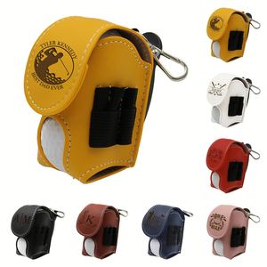Porte-balles portable gravé au laser avec clip ceinture en PU, accessoires de golf personnalisés, pochette pour tees, cadeaux pour papa et mari - Product Image 1