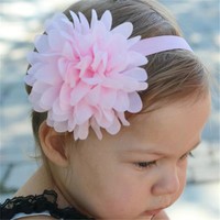 Coiffe élastique en nylon fleur de lotus en mousseline de soie de style européen et américain pour enfants et bébés