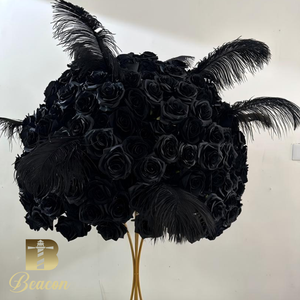 高品质黑色紫红色人造玫瑰花球厂定制婚礼情人节绿色餐桌摆件 - Product Image 2