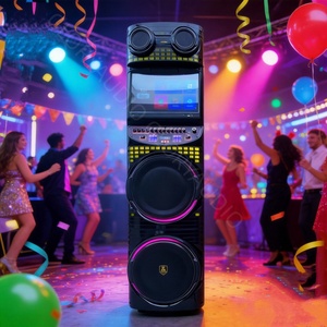 Portable Dual 12inch Professional <b>Speaker</b> Outdoor FM RGB LED TF <b>USB</b> Party Battery/AC Powered Home CH-2122AV <b>Speaker</b> With Microph - Product Image 5