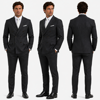 Herren Reitblazer in Anthrazitgrau, zweireihig, mit spitzem Revers, 6 Knöpfen, Nadelstreifen, atmungsaktiv, Stretch, OEM, individuell anpassbar