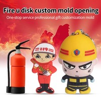 Bombero 3D forma Logo Pvc dibujos animados USB 64Mb 128Mb 256Mb 512Mb Pen Drive 8Gb Pendrive 16Gb Memory Stick personalizado Usb Flash Drive
