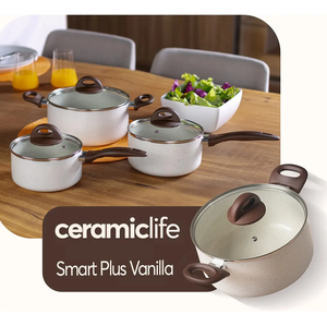 Offre Spéciale : Batterie de Cuisine 9 Pièces en Céramique Antiadhésive avec Poignées en Bois et Couvercles en Verre Silicone pour Cuisinières à Gaz et à Induction – Design Moderne - Product Image 6