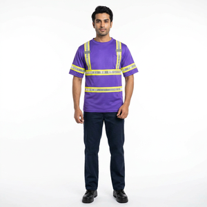 Custom Made Men's Class 1 High Visibility Waterproof Polyester Safety Workwear <b>T</b>-<b>Shirt</b> Reflective LED <b>Flash</b> Short Sleeve - Product Image 1