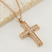 Nouvelle Arrivée 18k Plaqué Or Chaîne En Acier Inoxydable Croix Collier Mode Neutre Zircon Pierre Croix Pendentif Collier
