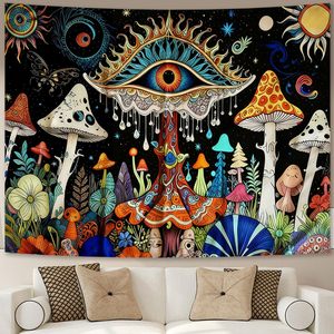 Tapisserie murale en polyester imprimée motif champignons noirs, lavable en machine, décoration murale, art mural moderne, vente en gros - Product Image 6
