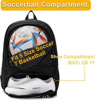 Sac à dos de sport en nylon avec compartiment séparé pour chaussures, crochet de suspension, fermeture éclair métallique ultra-légère, sac de basketball spacieux