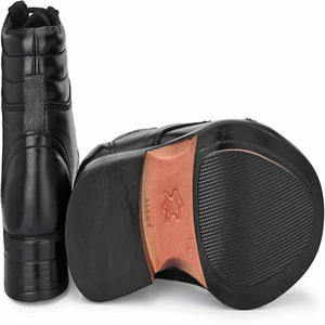 Bottes en cuir véritable noir durables pour hommes, chaussures de mode décontractées, bottes à lacets, bottes de randonnée en plein air, bottes de travail antidérapantes - Product Image 3