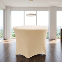 Housse de table ronde extensible en spandex prête à être expédiée, 4FT, 5FT, 6FT, avec poches pour pieds de table, pour mariage, hôtel, banquet