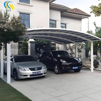 Abri de voiture moderne en alliage d'aluminium pour 2 véhicules, abri imperméable et durable pour parking, abri simple à toit arqué pour entrepôt et patio