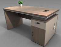 Bureau intelligent avec armoire latérale verrouillable, prise de courant intégrée, port USB, poste de travail informatique en bois pour le lieu de travail