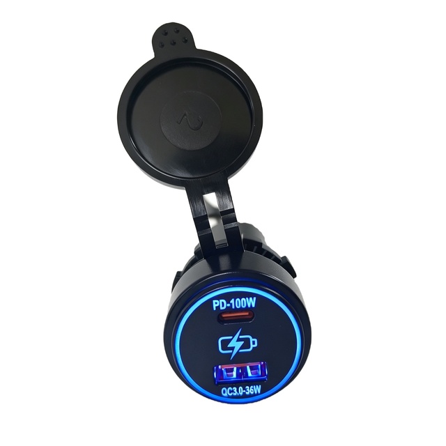 High Quality Wholesale USB-A QC 3.0 36W & USB-C PD/ 100W Socket Quick Charger QC 3.0 Type C&Type a Socket for Car Boat