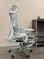 Chaise de bureau ergonomique de direction avec accoudoirs fixes, appui-tête réglable, confortable, pivotante, inclinable, à bascule, réglable en hauteur, multi-usages