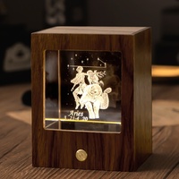 Boîte en bois boule de cristal lumineuse transfrontalière créative Constellation veilleuse ornement gravé ange cadeau d'anniversaire pour hommes