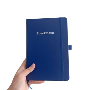 Bloc-notes personnalisé en cuir PU bleu pour entreprise, couverture rigide, écriture facile, lignes, porte-stylo - Product Image 3