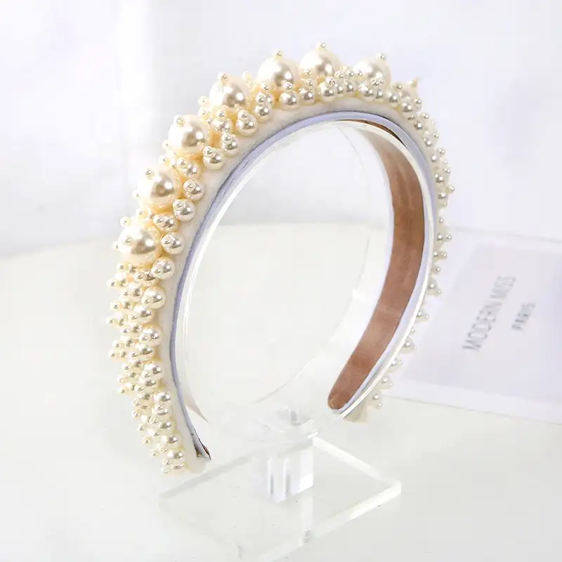 IFOND Bride's photo headdress handmade pearl sweet hair hoop Japan and South Korea plastic pearls headband