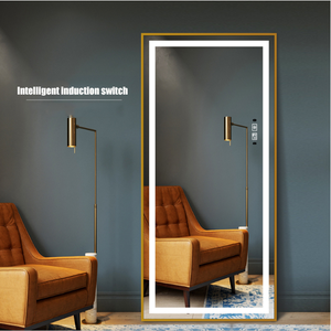 Miroir pleine longueur LED encastré doré, avec capteur de mouvement intelligent et commande tactile, pour <span class=keywords><strong>mur</strong></span> et sol - Product Image 1