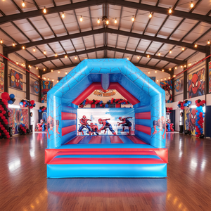 Castillo Inflable Heroic Web Warrior con Tobogán en Forma de Torre <span class=keywords><strong>para</strong></span> Niños, Ideal <span class=keywords><strong>para</strong></span> Celebraciones en Interiores y Fiestas Temáticas de Superhéroes - Product Image 1