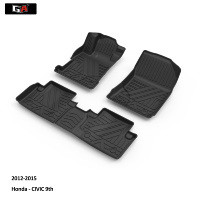 GA 3D TPE ECO Mat Ajuste perfecto para Honda Civic 2012-2015 Cubierta alta Antideslizante Easy-Clean Car Mats Alfombras de piso