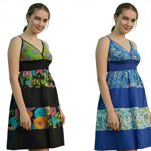 Stylish Vintage Casual Cotton Solid Digital Printing Breathable Eco-Friendly Summer A-Line Midi <b>Dress</b> Comfortable Natural <b>Waist</b> - Product Image 1