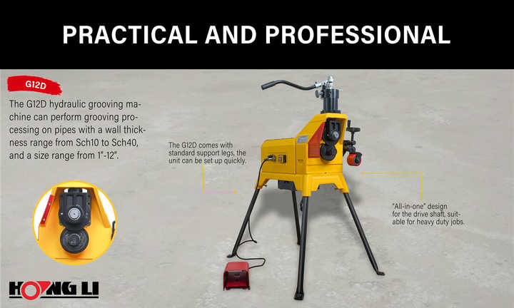 HONGLI G12D Hydraulic Roll Groover 1100W Induction Motor Specialized ...