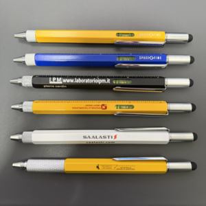 맞춤형 로고 다기능 6 in 1 금속 볼펜 터치스크린 스타일러스 수평계 자 드라이버 엔지니어링 펜 - Product Image 3