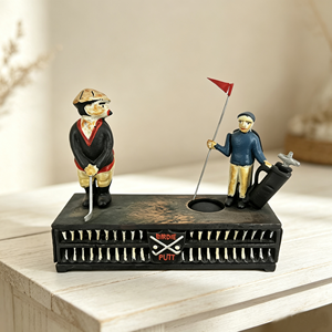 Tirelire mécanique <span class=keywords><strong>vintage</strong></span> en fonte, figurine de cavalier sauteur d'obstacles, tirelire rétro de collection, décoration de table pour la maison - Product Image 2