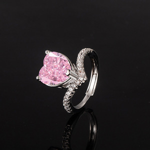 Bague ajustable en cuivre anti-ternissement Toderi Fashion, 10 mm, zircon coloré en forme de cœur, sans ternissement, pour femmes, vente en gros - Product Image 4
