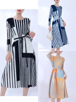 Jupe longue plissée métallique Miyake à franges, sur mesure, grande taille pour femme, vente en gros, robes décontractées vintage taille haute