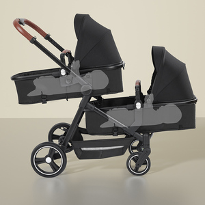 Morething Zwillings-Baby 4-in-1 Leinen-Autositz-Kinderwagen-Set Ein-Tasten-Faltmechanismus 5-Punkt-Sicherheitsgurt Aluminiumrahmen 22kg 0-3 Jahre PU - Product Image 5