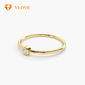 Cincin Emas Padat 14K dengan Berlian Buatan Laboratorium, Cincin Tunangan Emas Kuning 14K, Perhiasan Mewah, Hadiah untuk Wanita - Product Image 2