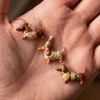 Breloques mignonnes en cuivre en forme de chien teckel, pendentifs colorés de chiot de dessin animé pour la fabrication de colliers et de porte-clés DIY