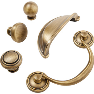 Poignée de tiroir en laiton, style rétro, couleur crème, bronze jaune, motif coquillage chinois, à trou unique, pour armoire et porte de placard - Product Image 5