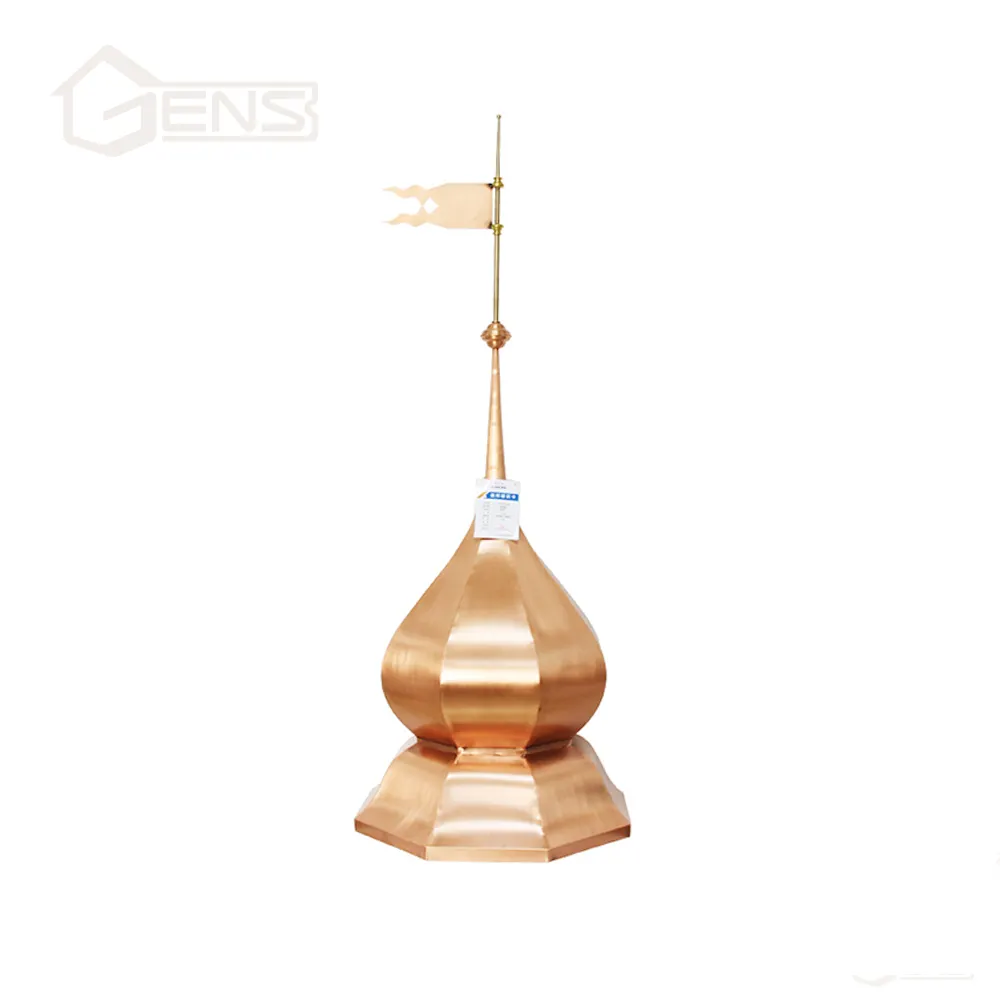 China hot sell Gens classical pure copper bright color pinnacle great design copper finial with flag