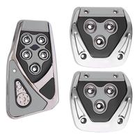 Kit de 3 pièces de couvre-pédales universels de style course pour voiture, antidérapants, en alliage d'aluminium, pour frein, embrayage et pédale d'accélérateur