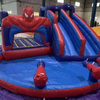 Château gonflable super-héros en PVC de qualité commerciale avec toboggan, château gonflable pour enfants, fête en plein air dans la cour, à vendre