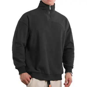 Custom Oversize Polar Fleece 1/4 Zip Up Hoodie Pullover High Neck Zip Sweatshirt Hoodies