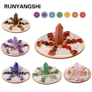 Đá Reiki Chữa Bệnh Hoa Hồng Thạch Anh Chữa Bệnh Đá Vụn Bảy Sao Mảng Gỗ Cơ Sở Thạch Anh Pha Lê Điểm 7 Bộ Đá Luân Xa - Product Image 2