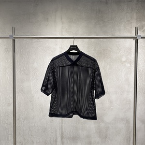 T-shirt da uomo in poliestere/cotone lavorato a maglia, traspirante, ad asciugatura rapida, con scollo a V, maniche corte, 220 grammi. - Product Image 4