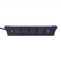 Multiprise 3 prises avec chargeur USB rapide, multiprise de bureau dissimulée à suspendre sous la surface du bureau