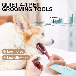Tondeuse pour animaux de compagnie 4 en 1 sans fil rechargeable à faible bruit pour toilettage chien et chat, coupe-poils longs, tondeuse à ongles et rasoir pour animaux - Product Image 5