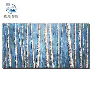 100% peint à la main salon décoration de la maison à la main <span class=keywords><strong>blanc</strong></span> <span class=keywords><strong>bouleau</strong></span> forêt abstraite peinture à l'huile toile mur art - Product Image 1