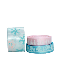 Ruban en polyester uni de 2,5 cm x 4 cm, ruban de Noël imprimé en satin, ruban personnalisé avec logo en relief, vente en gros