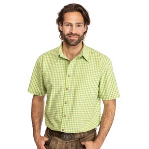 Custom Logo Men Green&White Trachten <b>Shirt</b> Stand Collar Bavarian <b>Shirt</b> Long Sleeve Slim Fit Oktoberfest Dress <b>Shirt</b> Factory - Product Image 1