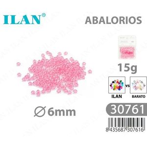 Perline Ilan Abalorios 6mm Rosa Chiaro Sfaccettate a Rondella 15g per Creazione di Gioielli - Product Image 1